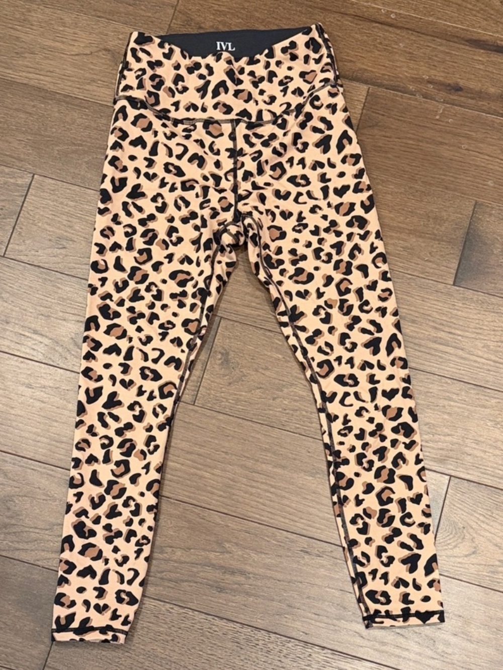 IVL Leopard Print Leggings - Tan/Black size 6